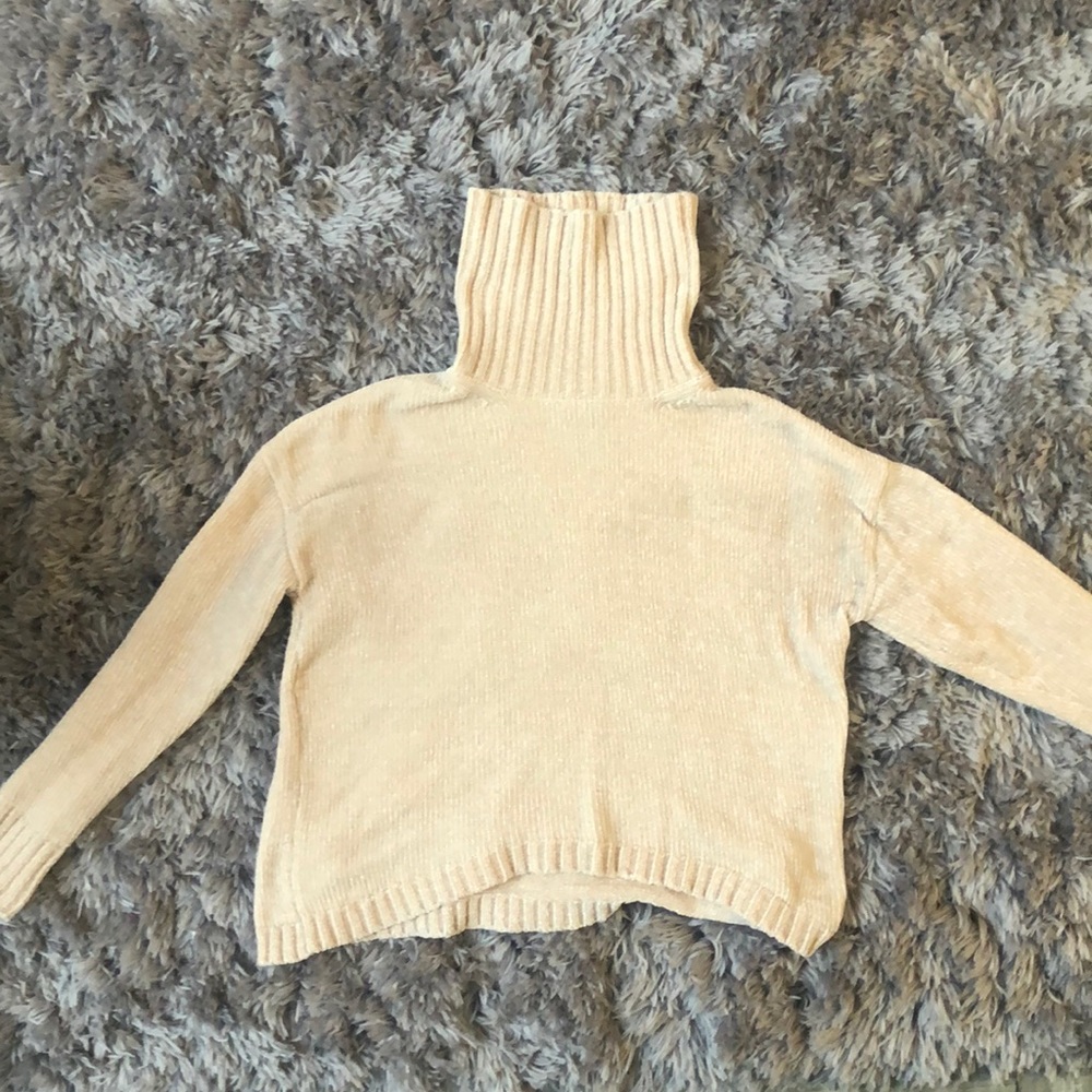 cream chenille turtleneck